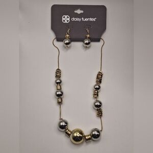 Daisy Fuentes Two-Tone Beaded Necklace & Drop Earring Set